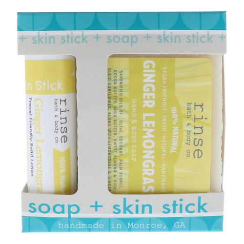 Ginger Lemongrass Soap + Skin Stick Box - Rinse Bath & Body