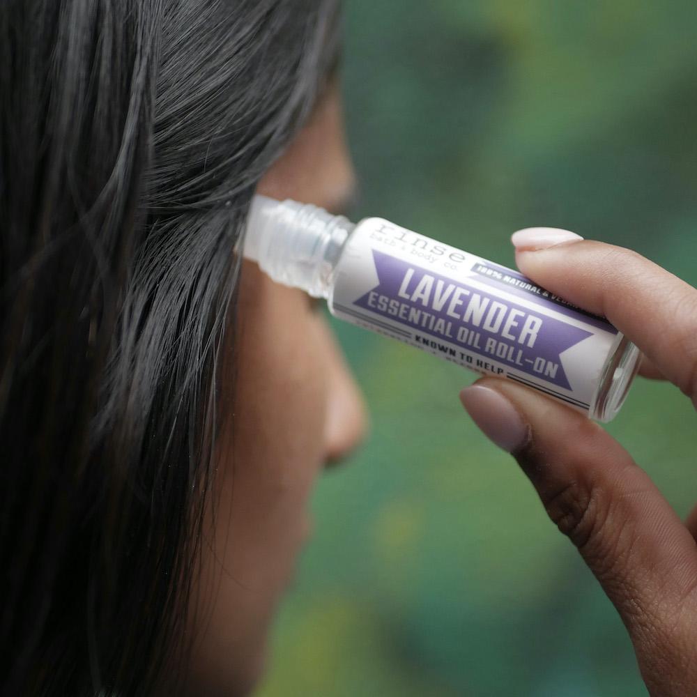 Handmade Lavender essential oil roll-on - naturally derived - alternate angle