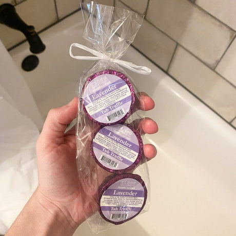3pk Lavender Bundle bath bomb from Rinse - cocoa butter infused - alternate angle