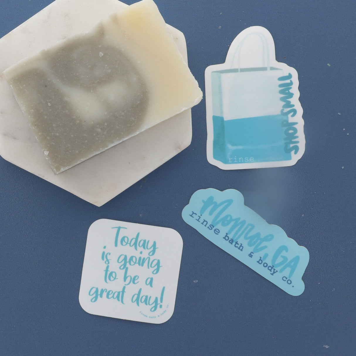 Rinse Monroe Rinse Sticker - handmade natural product - alternate angle