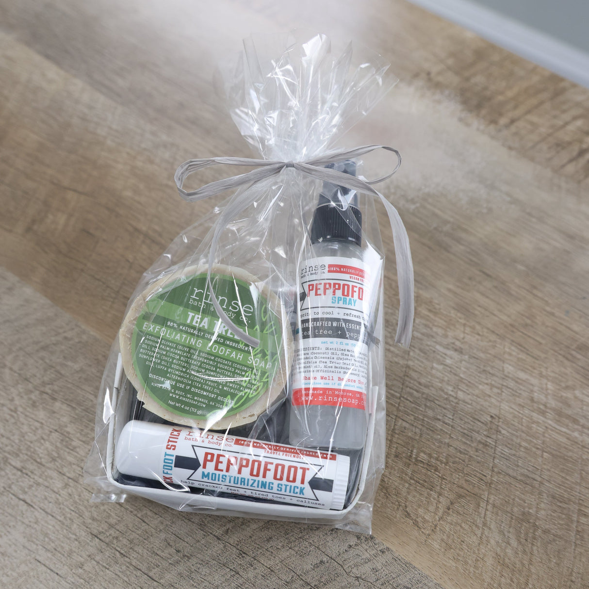 natural bath and body gift set in Peppofoot Bundle by Rinse Bath & Body - alternate angle