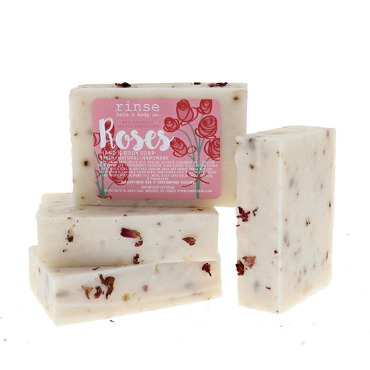 Roses handmade natural bar soap from Rinse - paraben-free since 2003