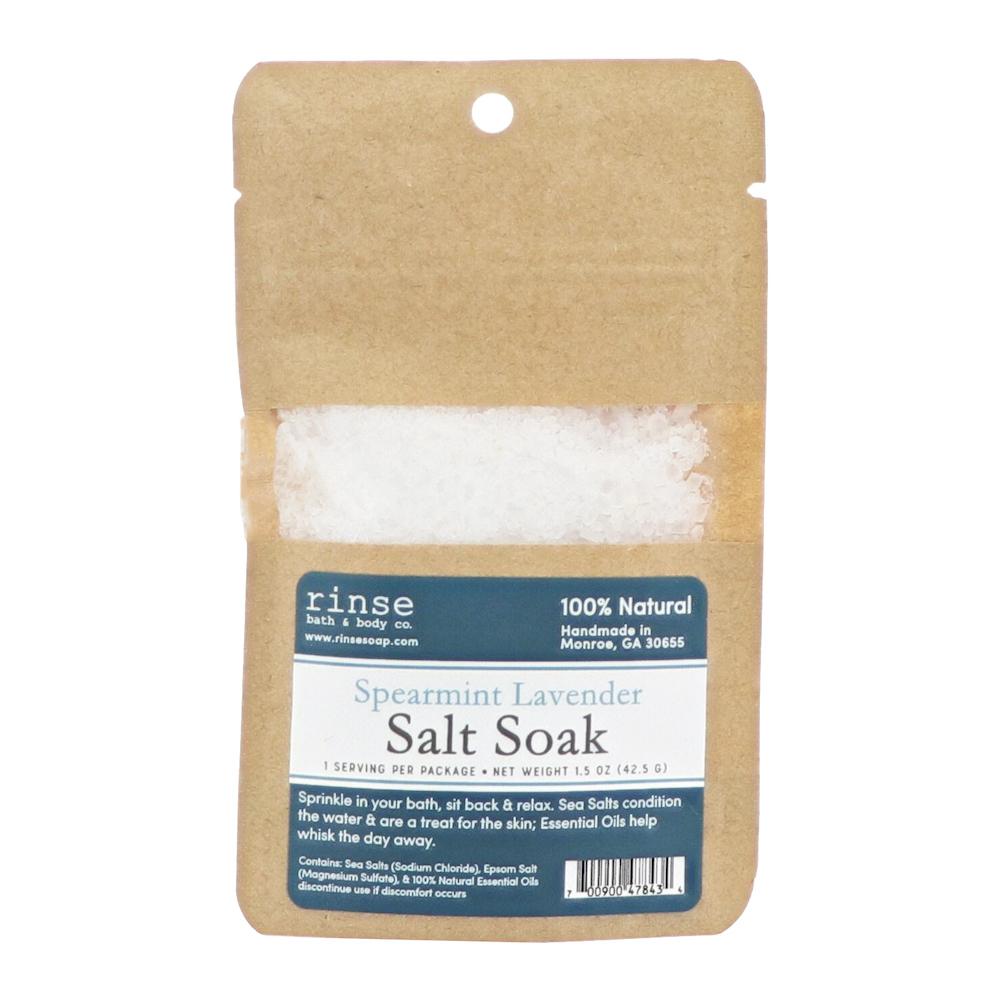 Spearmint Lavender natural bath soak from Rinse - therapeutic bath salts