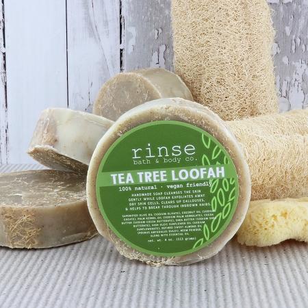 Natural handmade natural bar soap | Tea Tree Loofah | Rinse Bath & Body Co. - detail view