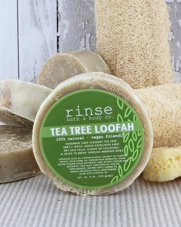 Natural handmade natural bar soap | Tea Tree Loofah | Rinse Bath & Body Co. - detail view