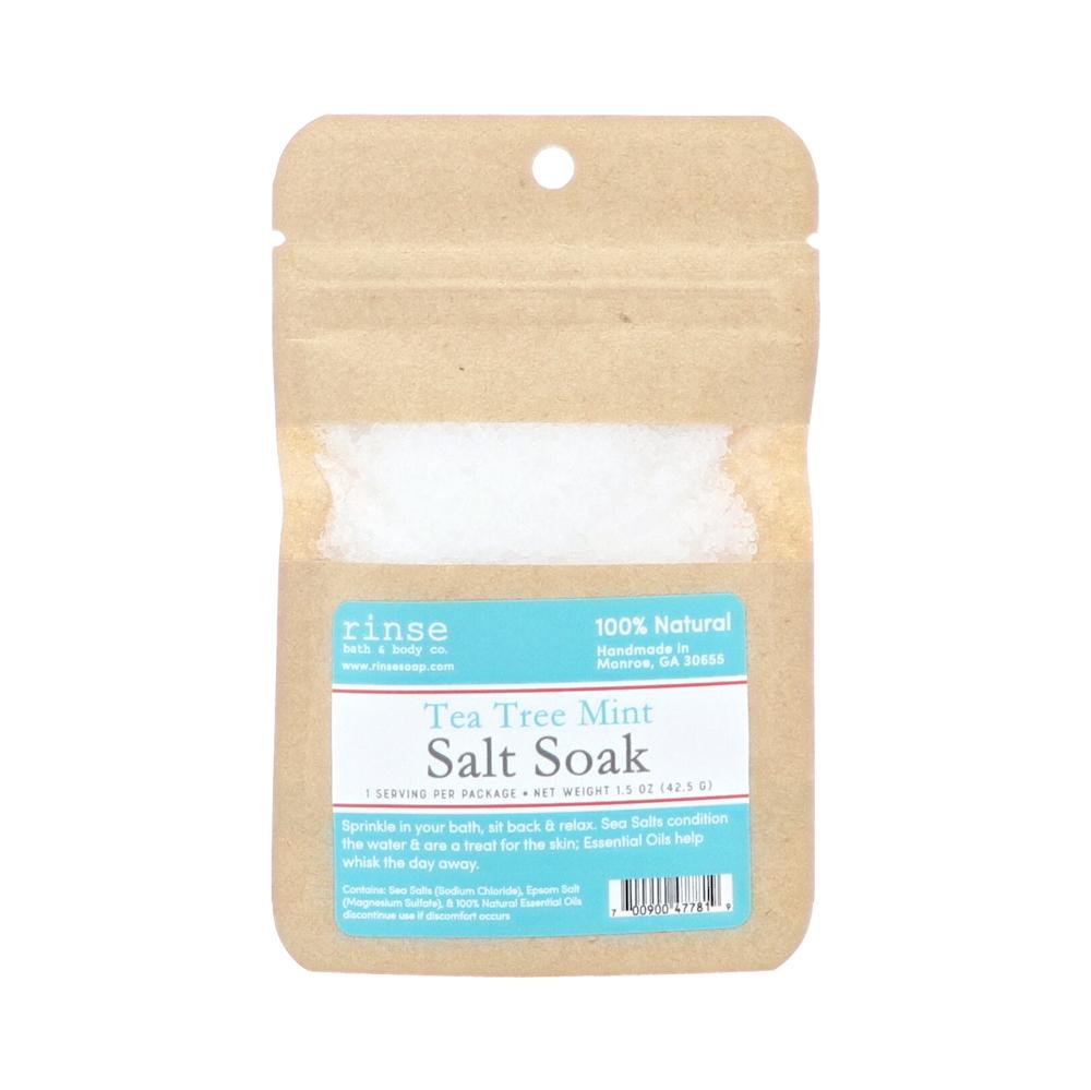 natural bath soak in Tea Tree Mint by Rinse Bath & Body