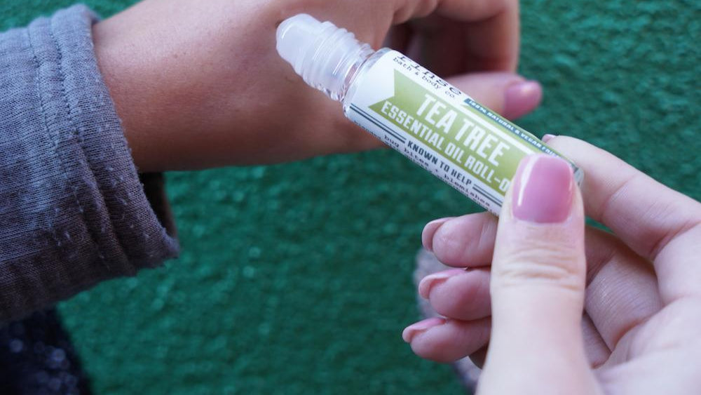Tea Tree essential oil roll-on from Rinse - ready to apply blend - alternate angle