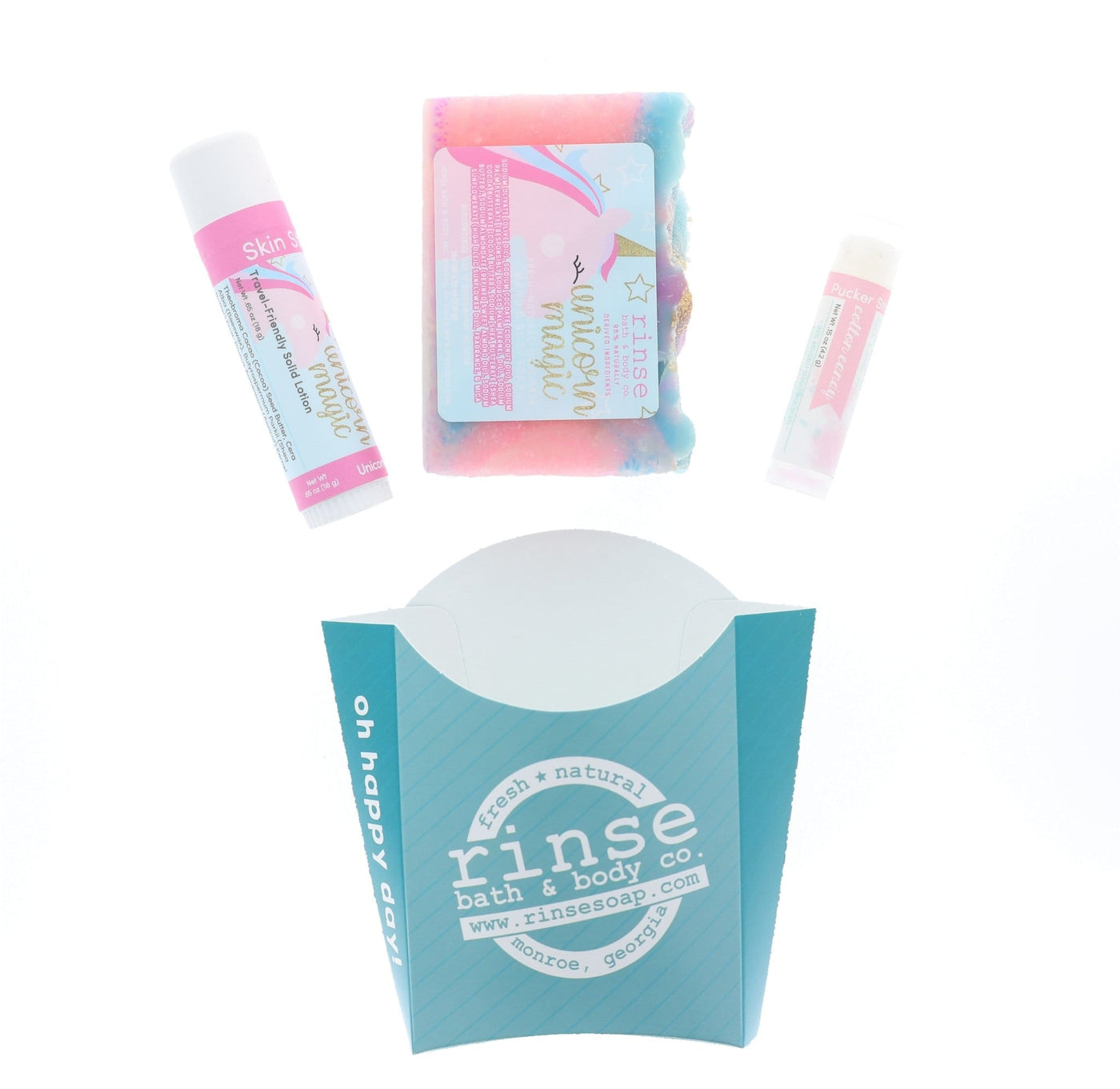 Natural natural bath and body gift set | Unicorn | Rinse Bath & Body Co. - alternate angle