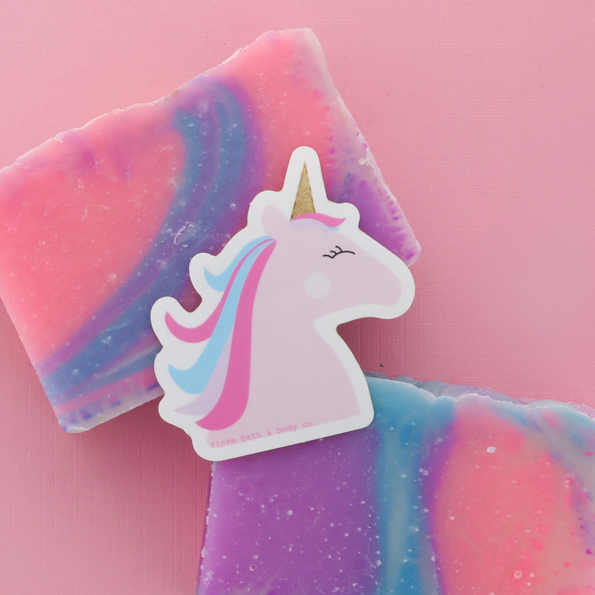 Rinse Unicorn Sticker - handmade natural product - detail view