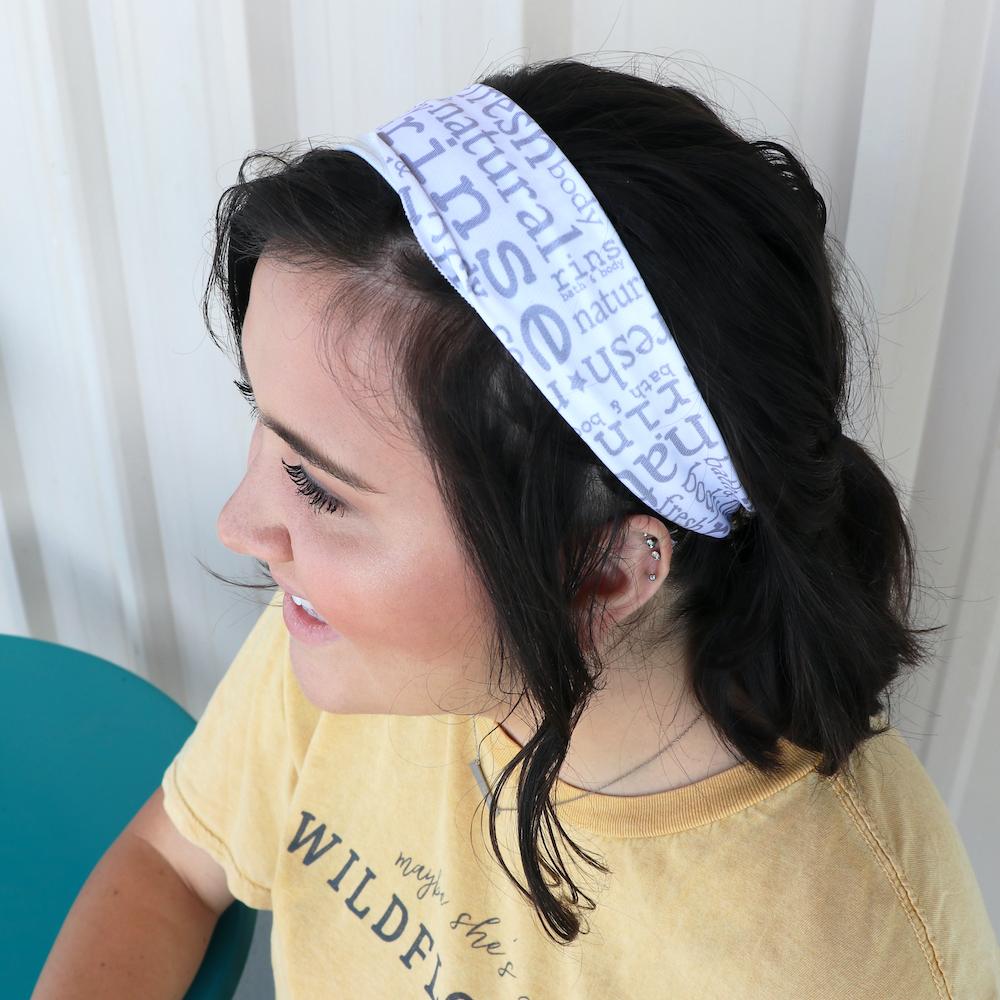 White Text Rinse Bondi Band - Hair Accessories - alternate angle