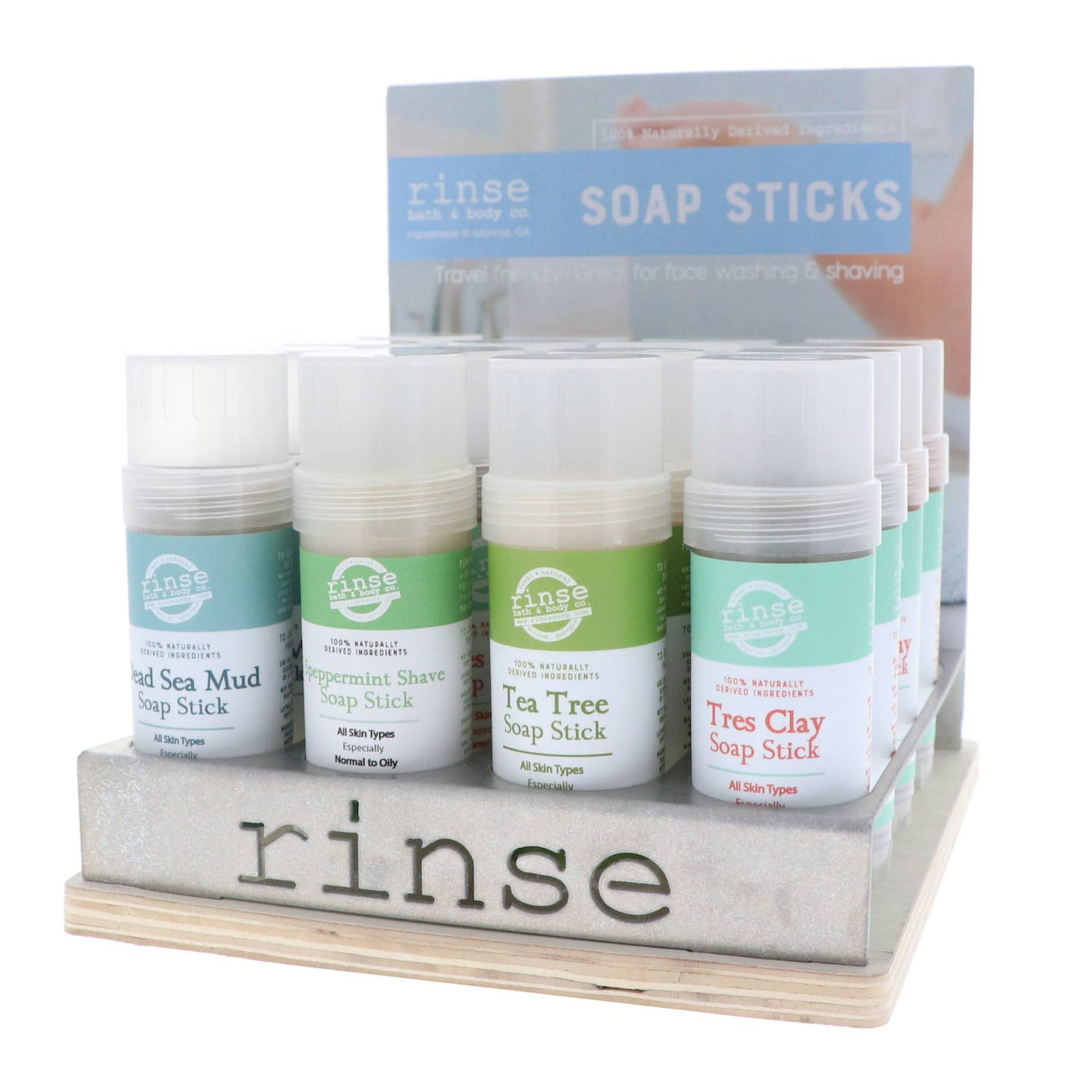 Travel Soap Stick Display | Filled | 24 Units + Testers
