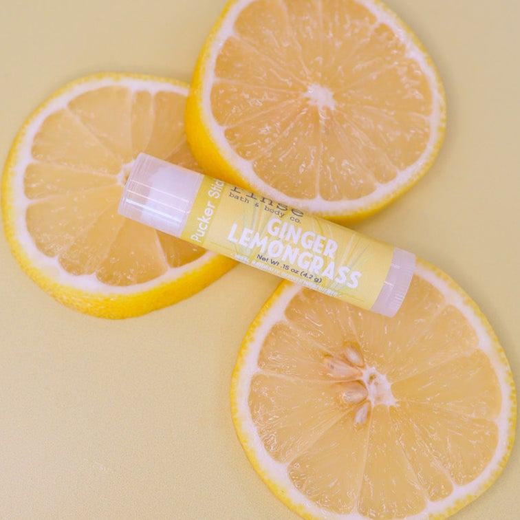 Rinse Ginger Lemongrass natural lip balm - long-lasting moisture - alternate angle