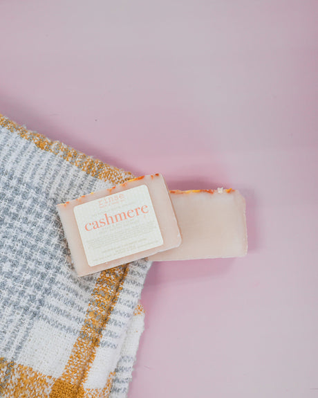 Rinse handmade bar soap styled in daylight