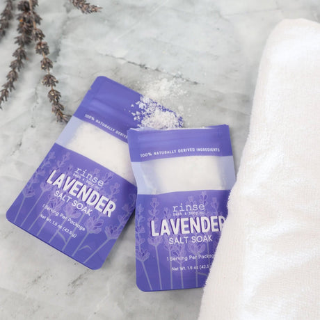 natural bath soak in Lavender by Rinse Bath & Body - detail view