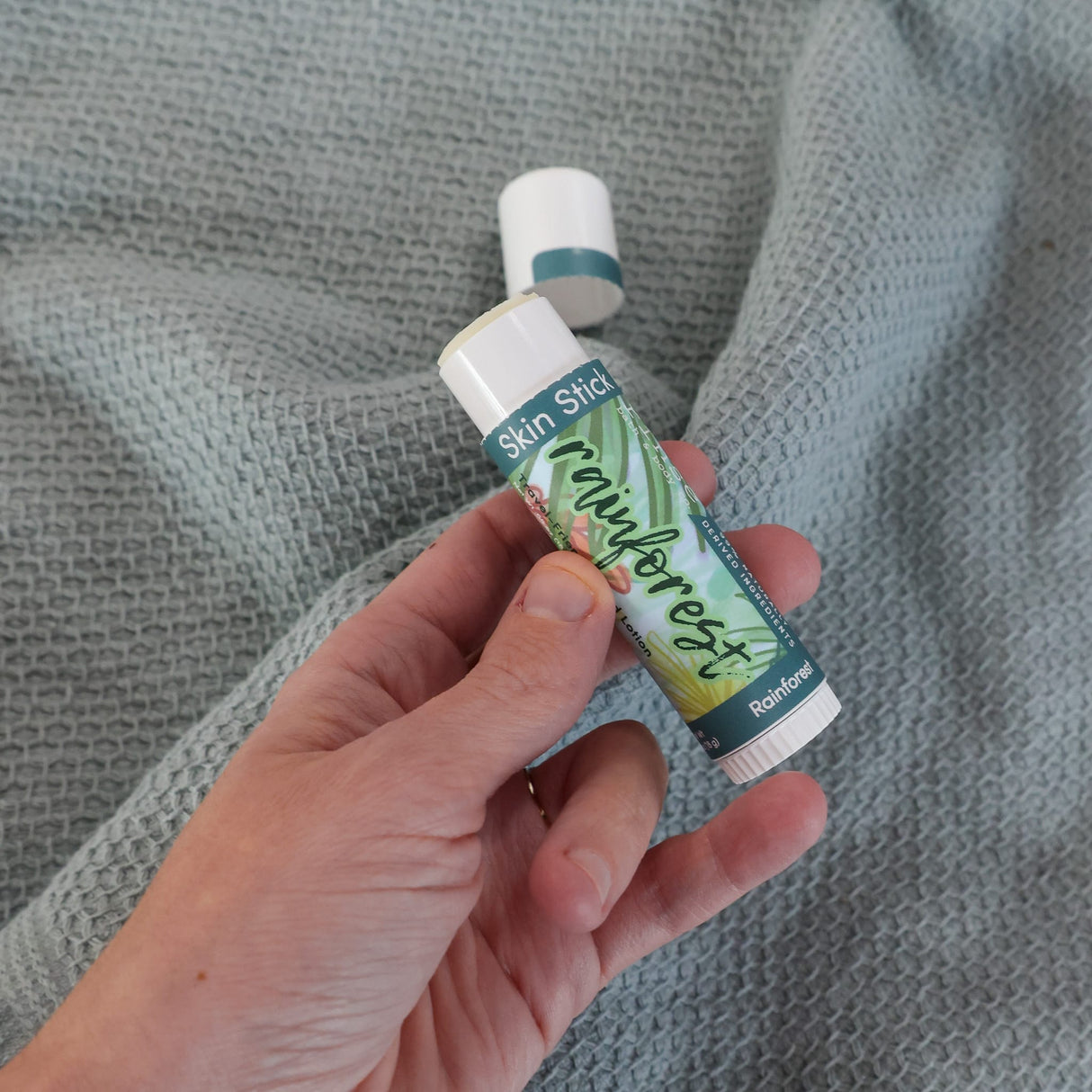 Rinse Rainforest solid lotion stick - mess-free hydration - alternate angle