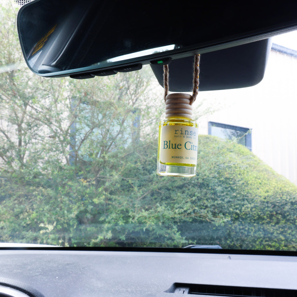 Handmade Blue Citrus natural car air freshener - naturally derived - alternate angle