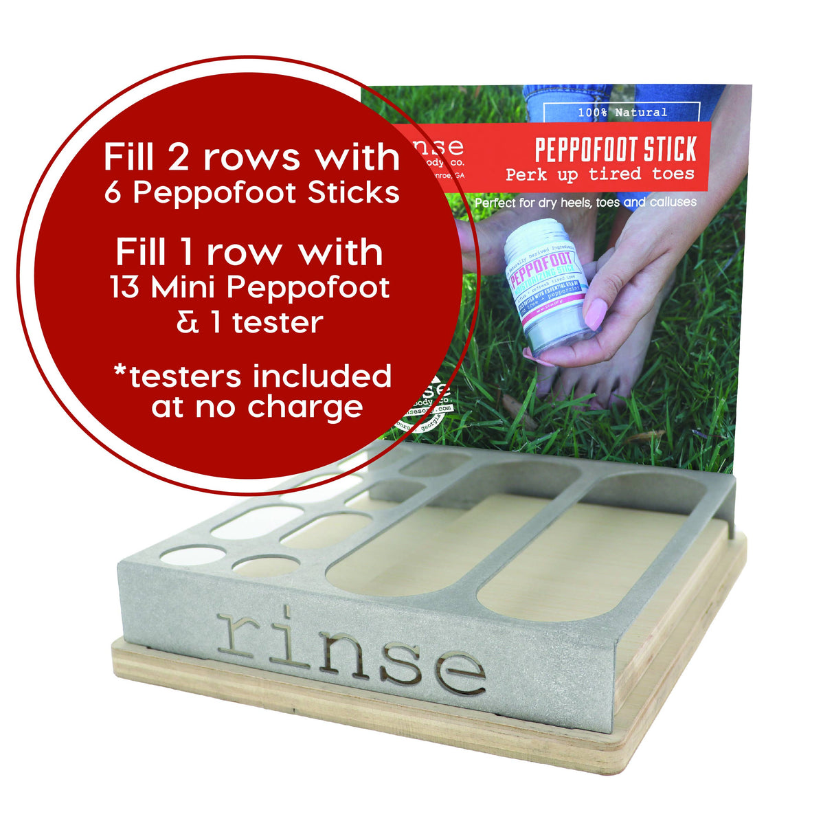 Mini and Full-Sized Peppofoot Stick Display