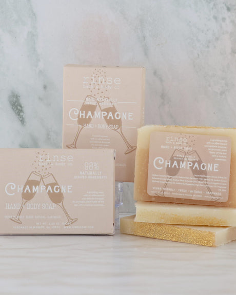 handmade natural bar soap in Champagne by Rinse Bath & Body - detail view