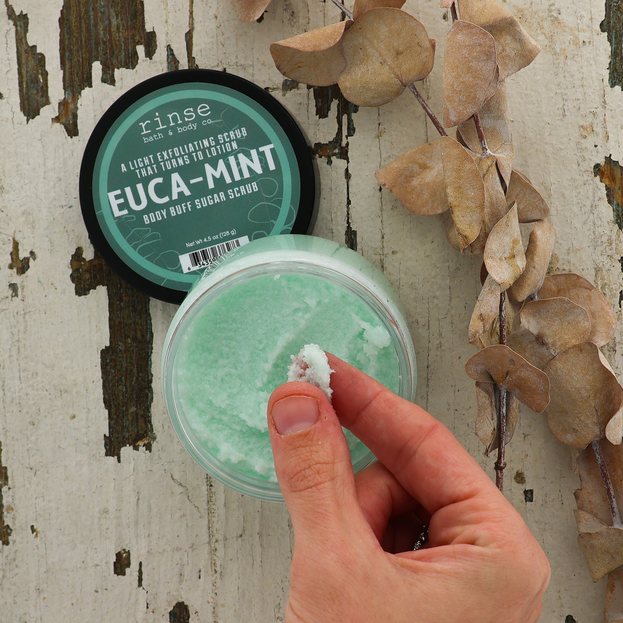 Natural natural sugar scrub | Euca Mint | Rinse Bath & Body Co. - alternate angle
