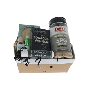 Tobacco Vanilla crate with Rinse soaps, diffuser, skin stick and Lane's SPG rub
