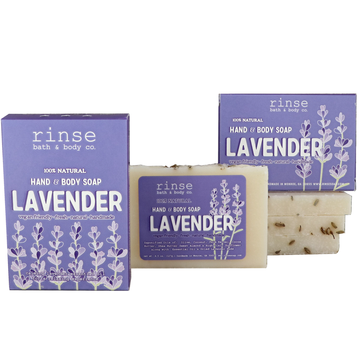 Rinse Lavender handmade natural bar soap - moisturizing and gentle