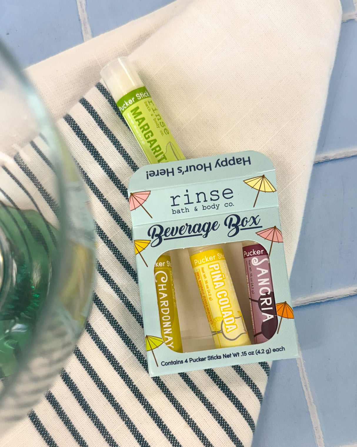 Beverage lip balm pack by Rinse Bath & Body