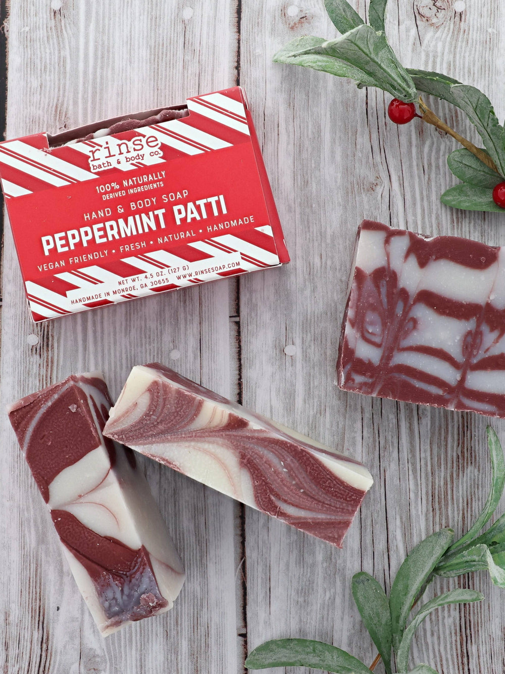 Peppermint Patti round soap — cool peppermint handmade holiday bar