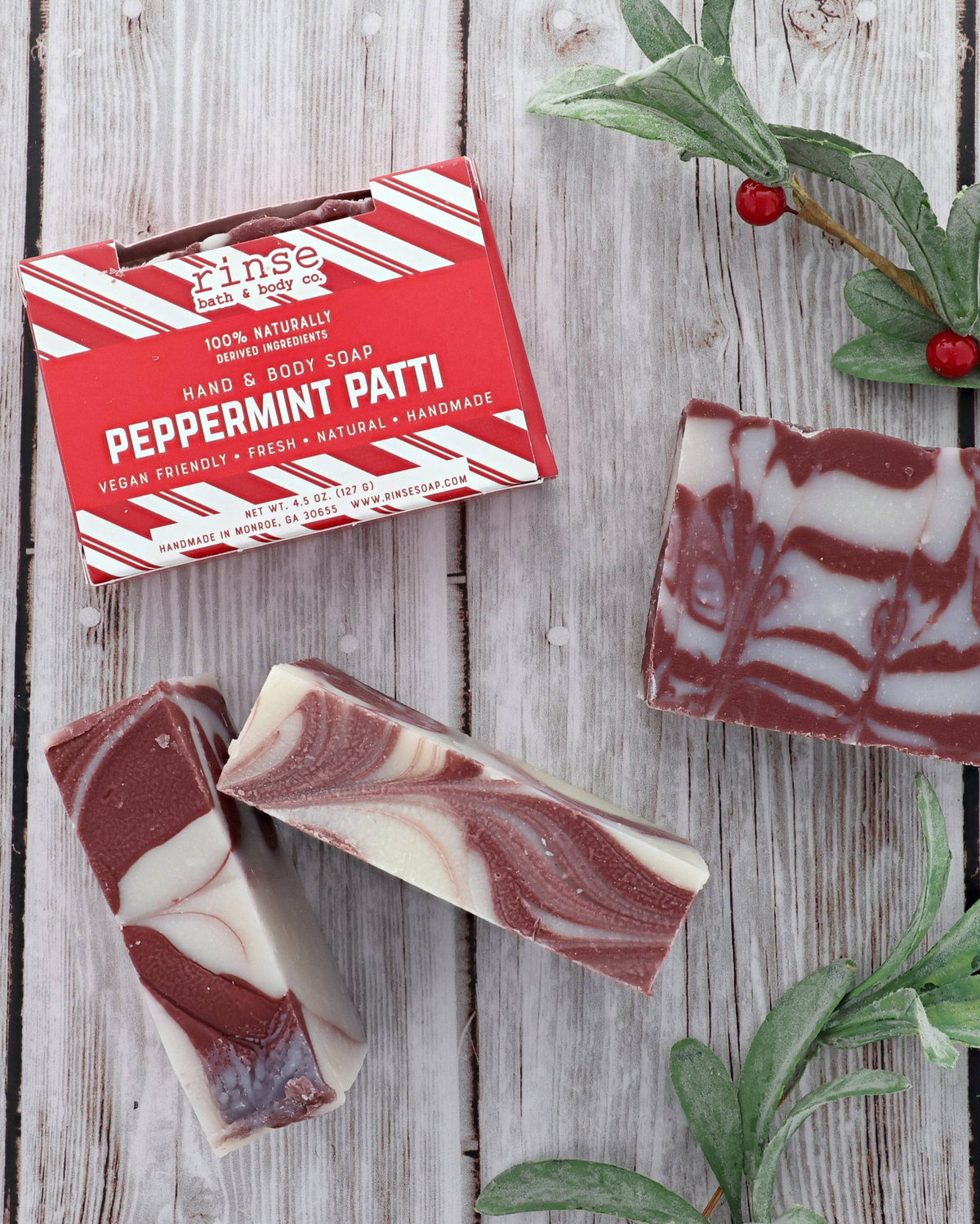 Peppermint Patti round soap — cool peppermint handmade holiday bar