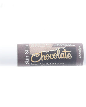 Chocolate Skin Stick — travel-friendly solid lotion in a twist-up tube. Rinse Bath & Body Co.