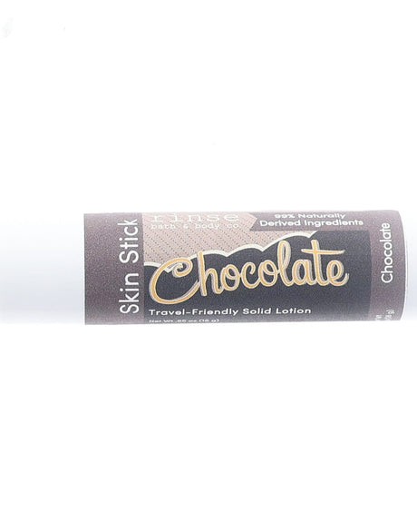 Chocolate Skin Stick — travel-friendly solid lotion in a twist-up tube. Rinse Bath & Body Co.