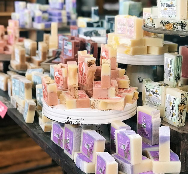 All soaps set up on display in Rinse store