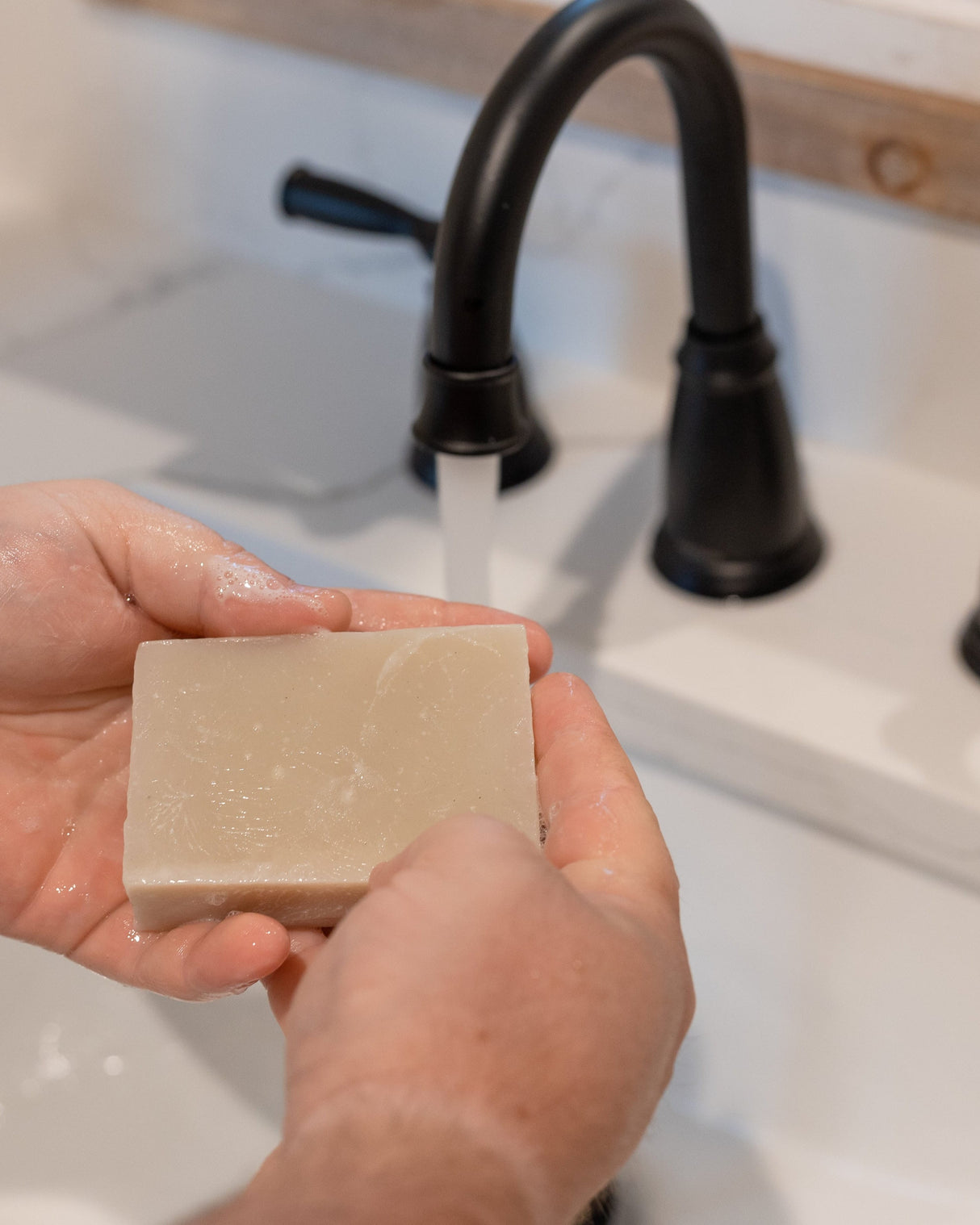 handmade natural bar soap in Speppermint Shave by Rinse Bath & Body - lifestyle shot