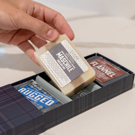 Rough & Ready Men's handmade natural bar soap from Rinse - paraben-free since 2003 - texture close-up