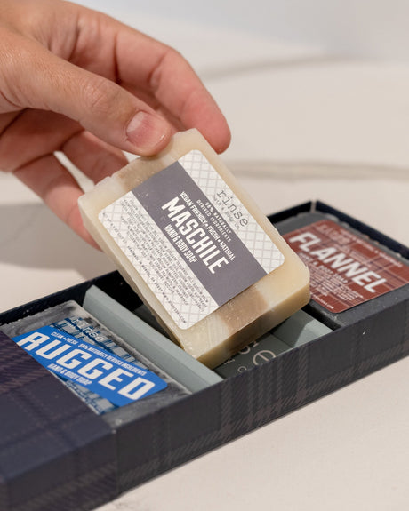 Rough & Ready Men's handmade natural bar soap from Rinse - paraben-free since 2003 - texture close-up