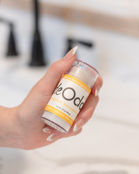 Handmade Lemongrass Bergamot aluminum-free natural deodorant - naturally derived - lifestyle shot