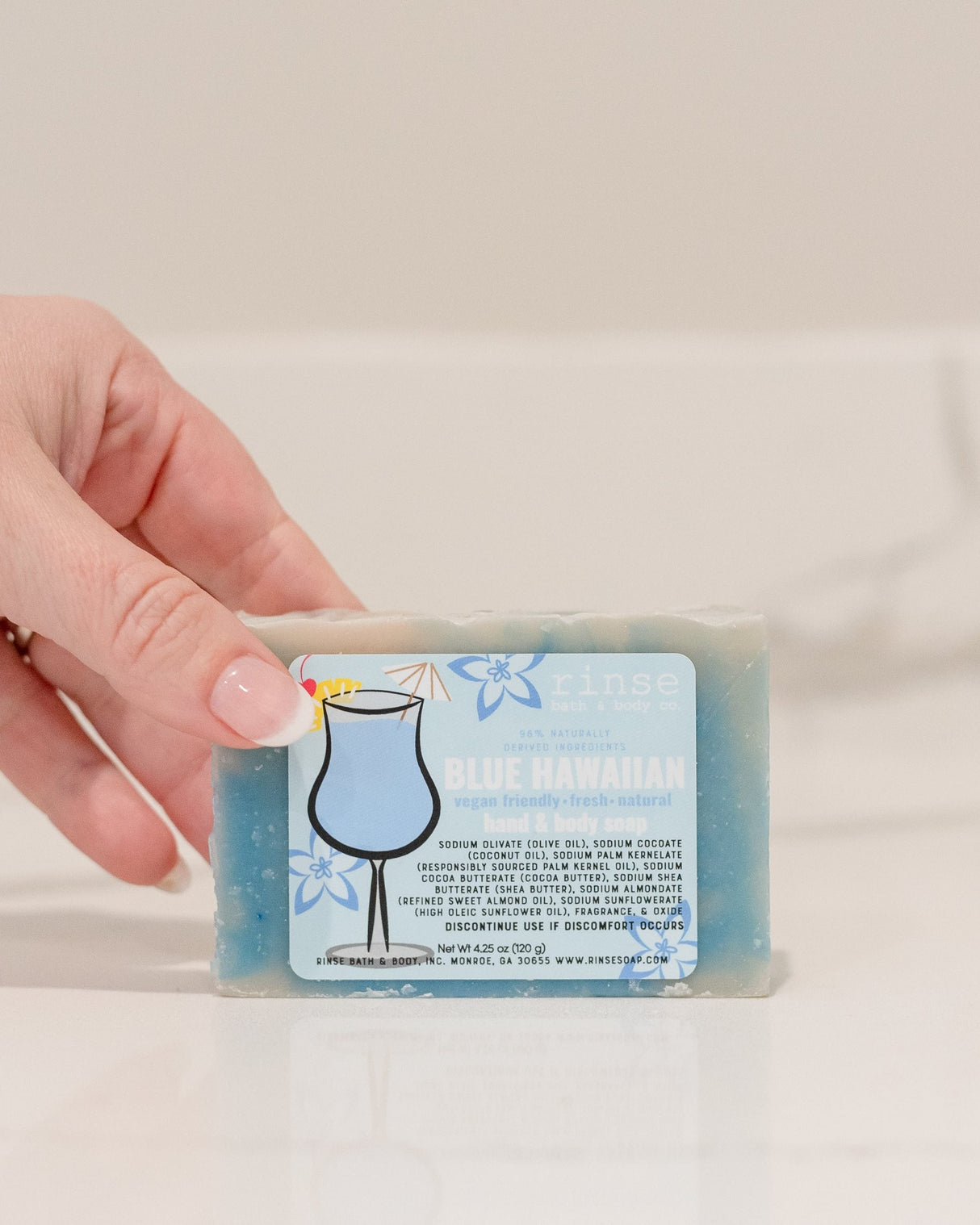 Natural handmade natural bar soap | Blue Hawaiian | Rinse Bath & Body Co. - lifestyle shot