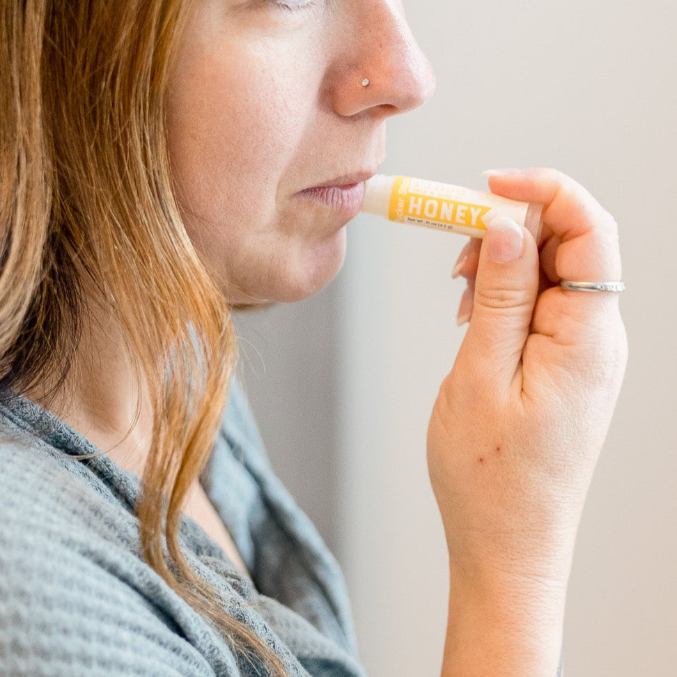 Natural natural lip balm | Honey | Rinse Bath & Body Co. - lifestyle shot
