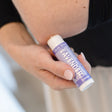 Lavender Solid Lotion Skin Stick in use — Rinse Bath & Body Co.