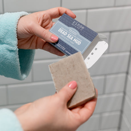 handmade natural bar soap in Dead Sea Mud by Rinse Bath & Body - alternate angle