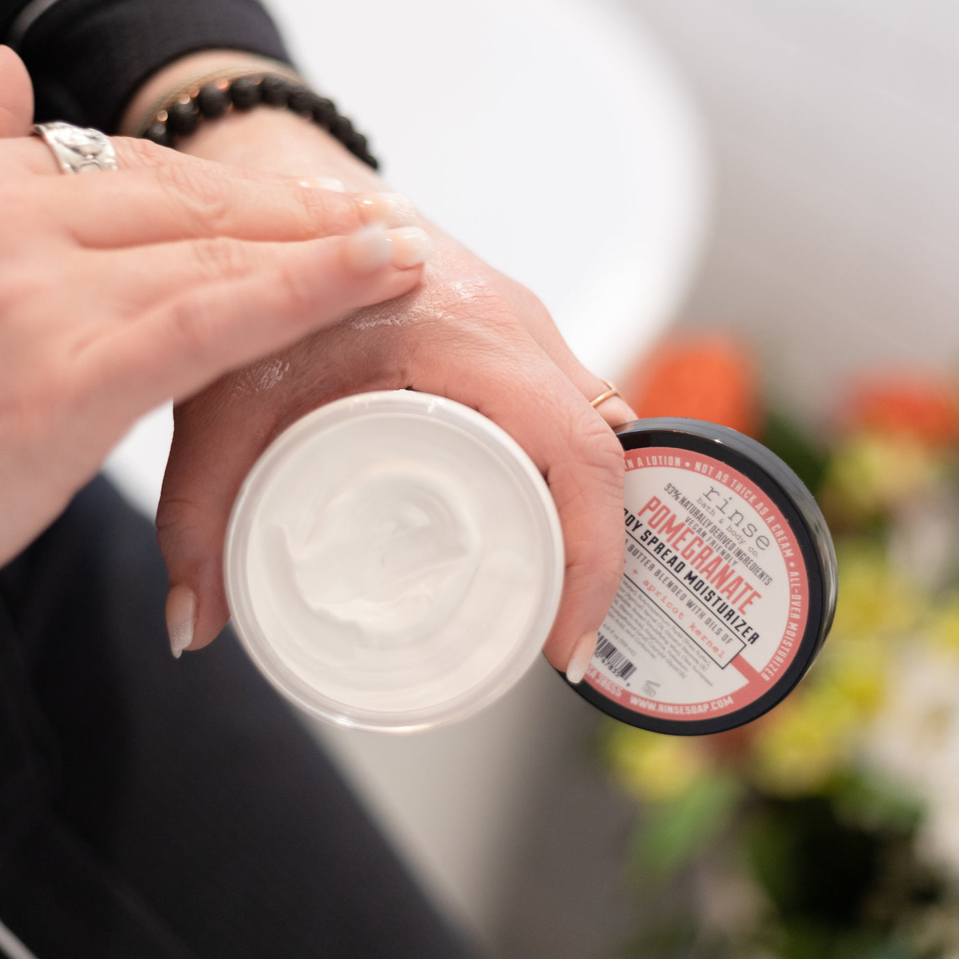 Handmade Pomegranate natural body lotion - naturally derived - alternate angle