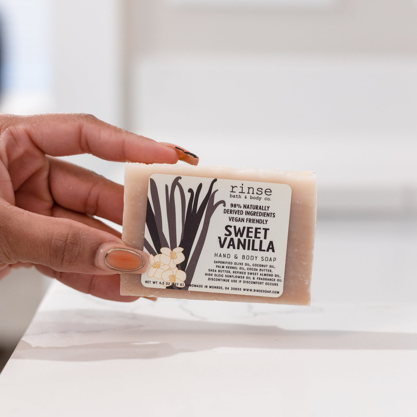 Rinse Sweet Vanilla handmade natural bar soap - moisturizing and gentle - alternate angle