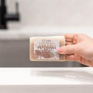 Warm Patchouli handmade natural bar soap from Rinse - paraben-free since 2003 - alternate angle