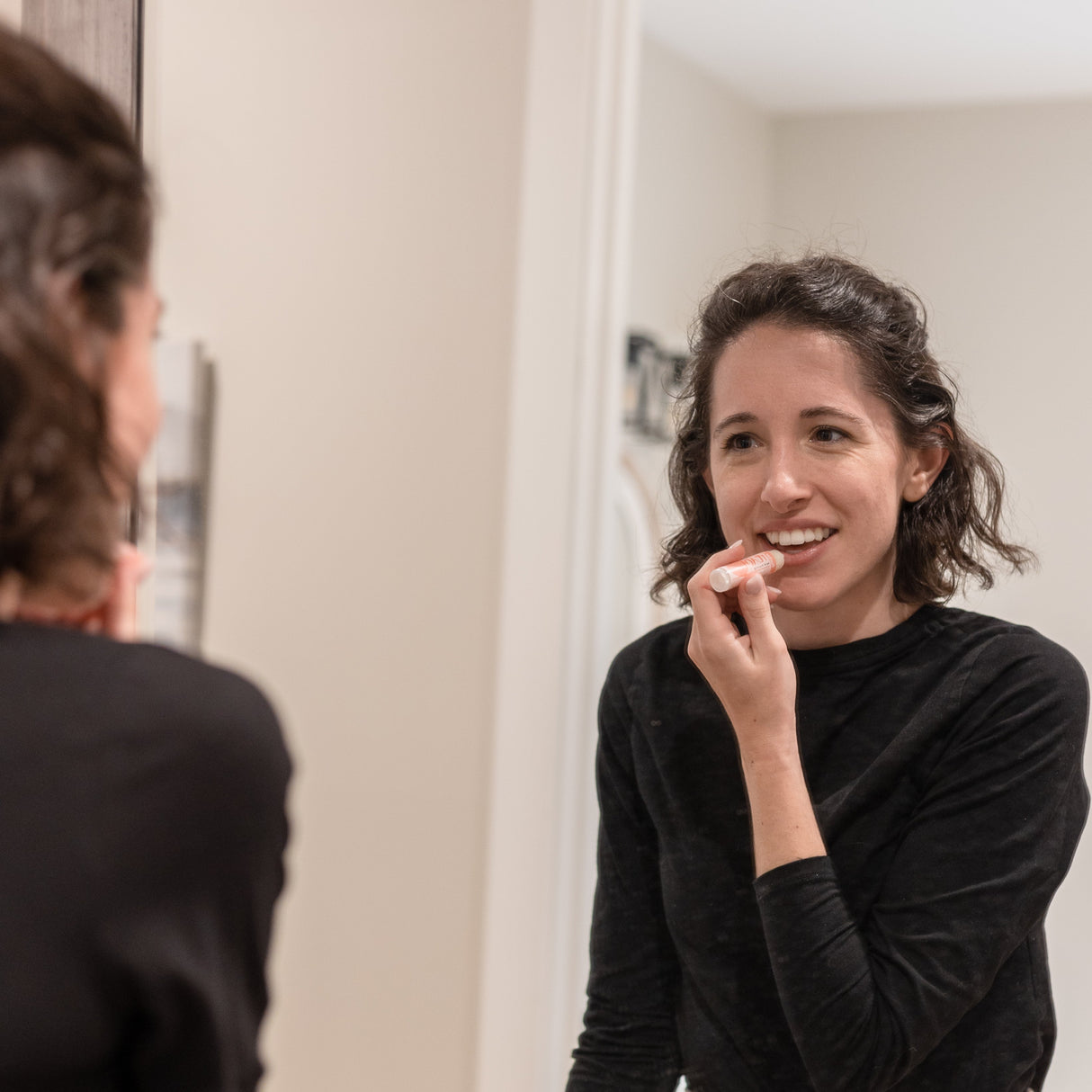 natural lip balm in Peach by Rinse Bath & Body - detail view