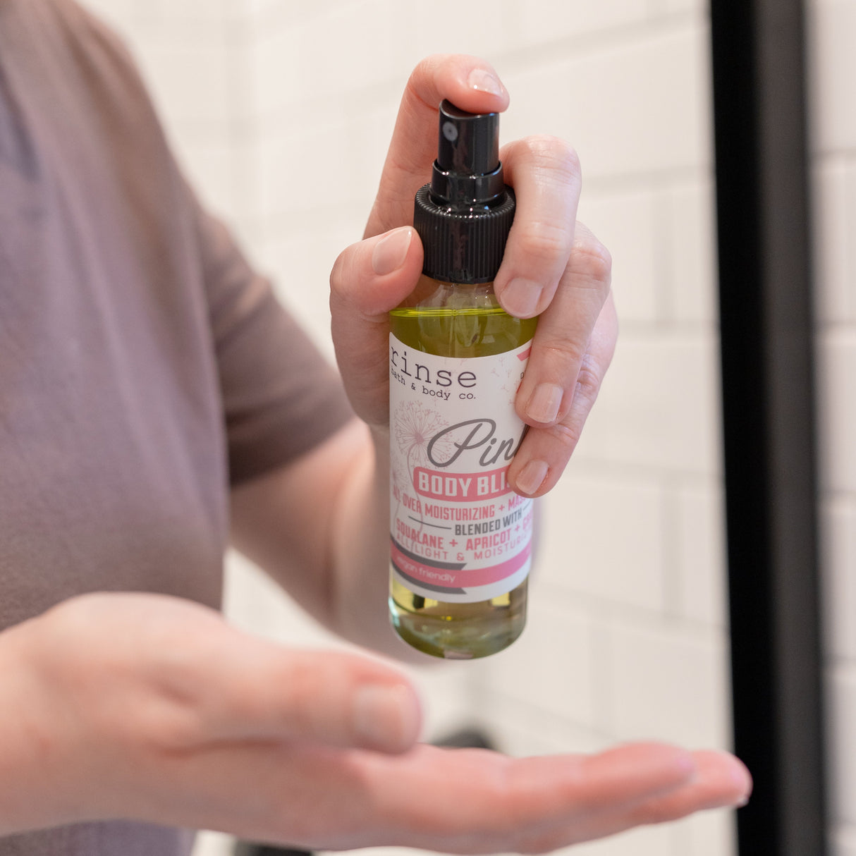 Natural natural body oil | Pink | Rinse Bath & Body Co. - alternate angle