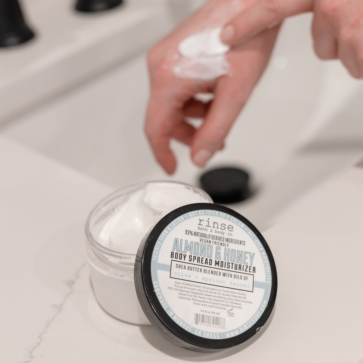 Rinse Almond Honey natural body lotion - deep hydration without grease - alternate angle