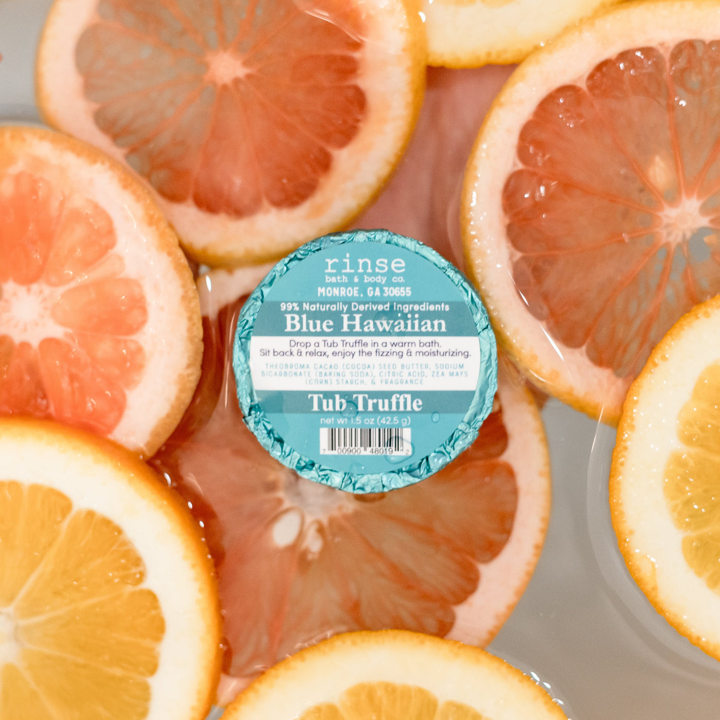 Natural bath bomb | Blue Hawaiian | Rinse Bath & Body Co. - alternate angle