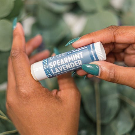 Rinse Spearmint Lavender solid lotion stick - mess-free hydration - alternate angle