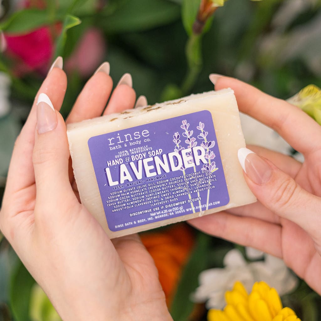 handmade natural bar soap in Lavender by Rinse Bath & Body - alternate angle