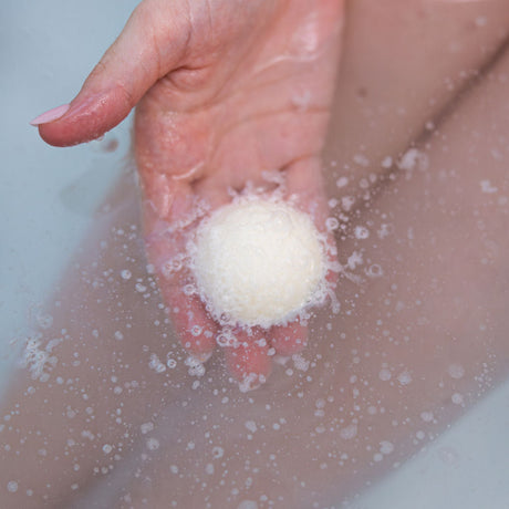 Flannel bath bomb from Rinse - cocoa butter infused - alternate angle