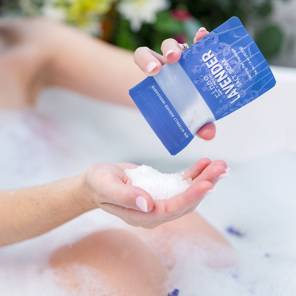 Handmade Lavender natural bath soak - naturally derived - lifestyle shot